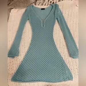 white fox blue knit cover up dress!